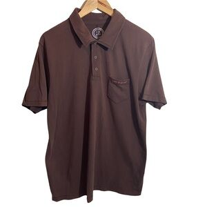 Life is Good Polo Shirt Mens Snap Front Embroidered Spellout Brown Sz L